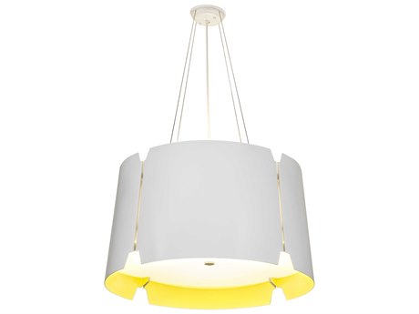 Meyda 4-Light White Glass Drum Geometric Pendant
