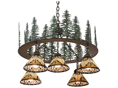 Meyda Nuevo Mission 5-Light Brown Tiffany Pendant