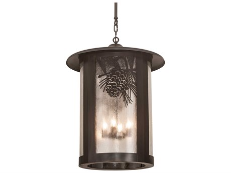 Meyda 4-Light Brass Glass Cylinder Pendant