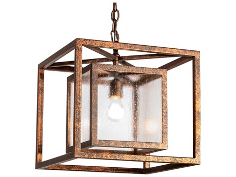 Meyda Kitzi Box 1-Light Copper Geometric Pendant