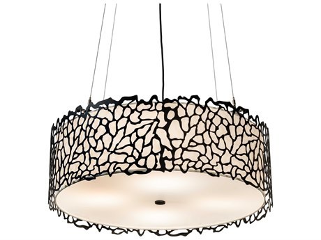 Meyda 4-Light Black Drum Pendant