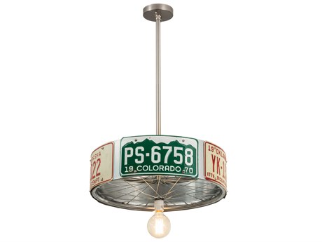 Meyda 1-Light Green Drum Pendant