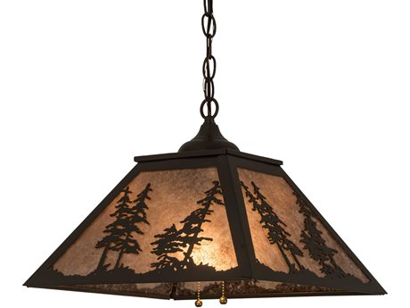 Meyda 2-Light Bronze Glass Geometric Pendant
