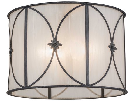 Meyda Penelope Antique Iron Gate Black Drum Pendant