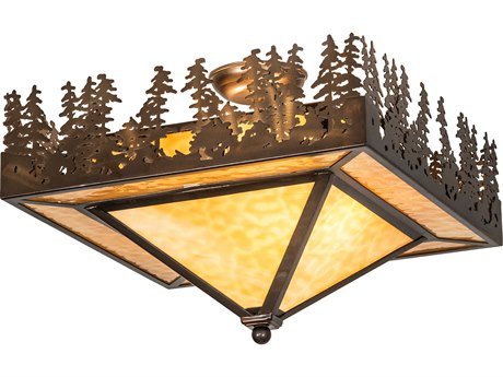 Meyda Pine Lake 2-Light Antique Copper Flush Mount
