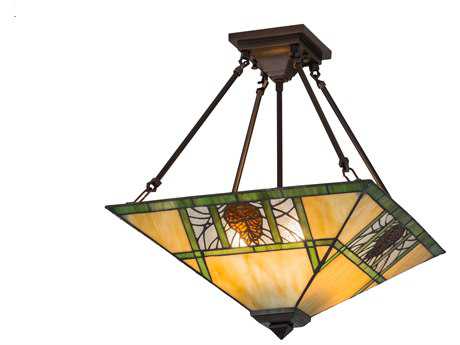 Meyda Pinecone Beige Amber Zasdy Brown Semi Flush Mount