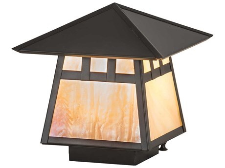 Meyda Stillwater Double Bar Mission Glass Outdoor Post Light