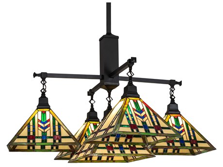 Meyda Prairie Wheat 5 - Light Glass Tiffany Outdoor Hanging Light