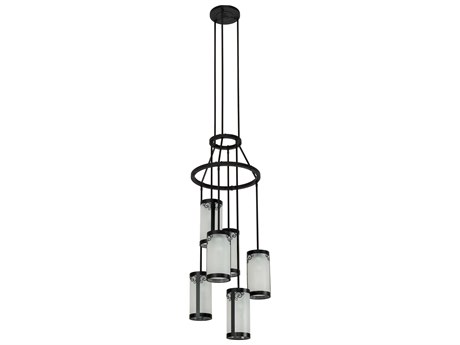 Meyda Putrelo 6-Light Wrought Iron Black Cylinder Chandelier