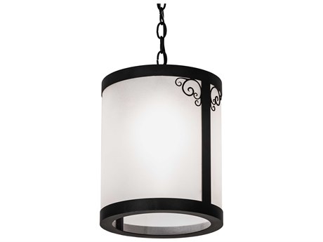 Meyda Putrelo 1-Light Wrought Iron Black Cylinder Mini Pendant