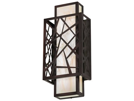 Meyda Quadrato Bronze Off White LED Wall Sconce