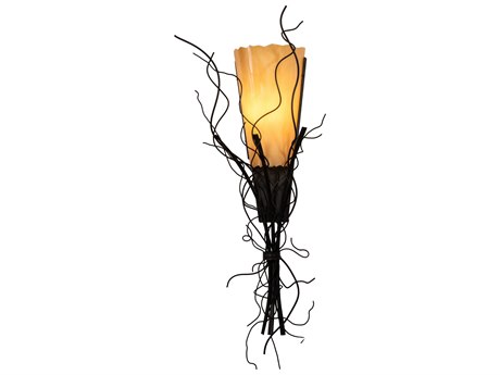 Meyda Rama 1-Light Black Amber Brown Wall Sconce