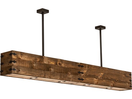 Meyda Reclamare 12-Light Natural Wood Oil Rubbed Bronze Island Pendant