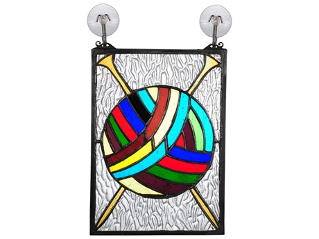Meyda Ball of Yarn with Needles Stained Glass Window