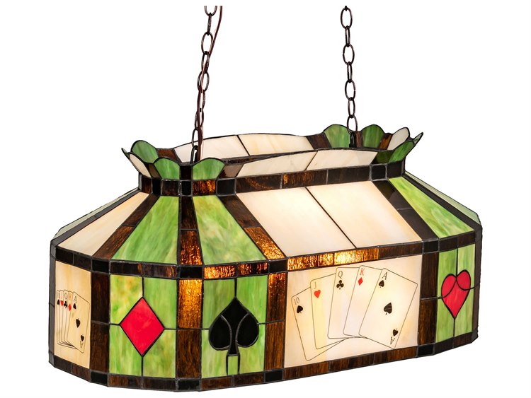 Meyda 3-Light Bronze Glass Tiffany Island Pendant