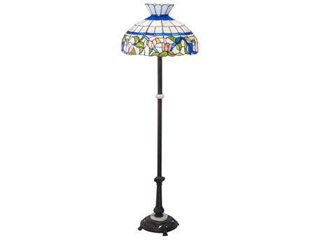 Meyda Rose Vine Glass Tiffany Mahogany Bronze Floor Lamp