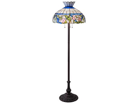Meyda Rose Vine Glass Tiffany Mahogany Bronze Floor Lamp