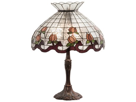Meyda Roseborder Glass Tiffany Mahogany Bronze Buffet Lamp