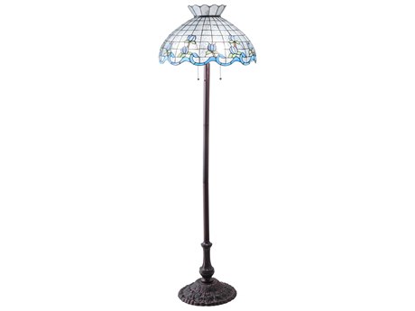 Meyda Roseborder Glass Tiffany Mahogany Bronze Floor Lamp