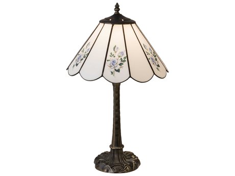 Meyda Roses Glass Green Blue White Table Lamp