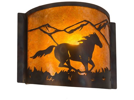 Meyda Running Horse 1-Light Antique Copper Burnished Brown Wall Sconce
