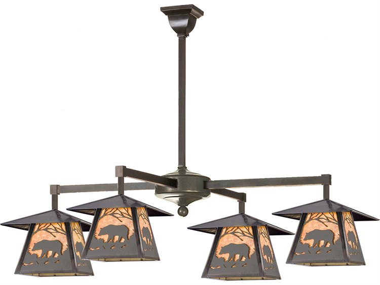 Meyda Bear At Dawn 3-Light Bronze Lantern Chandelier