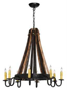 Meyda Barrel Stave 27" Wide 8-Light Black Candelabra Chandelier