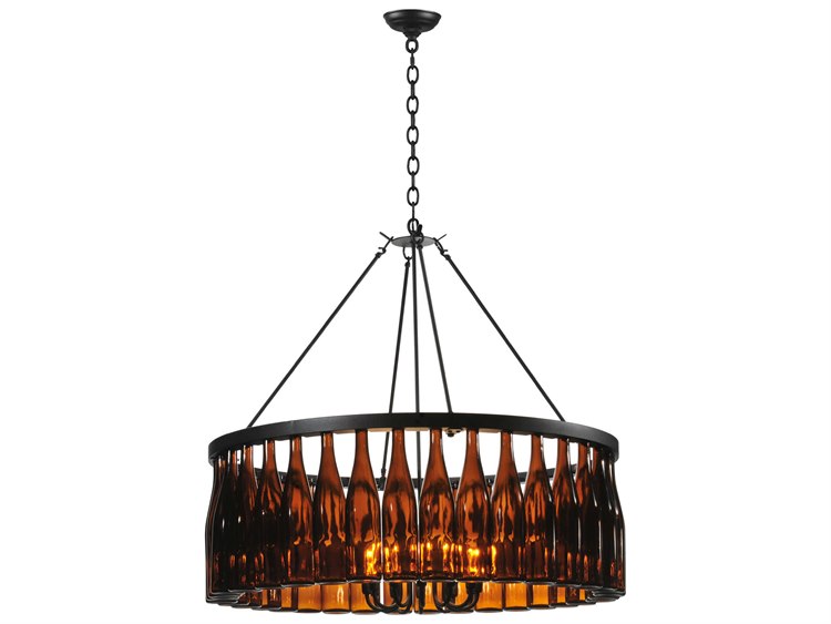 Meyda Tuscan Vineyard 1-Light Black Glass Drum Chandelier