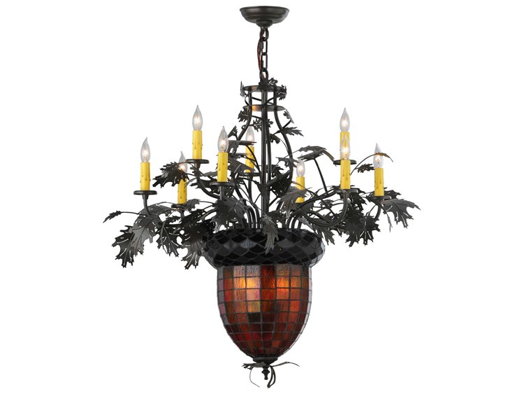Meyda Greenbriar Oak 9-Light Black Candelabra Chandelier