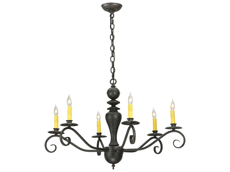 Meyda Rustic 33" Wide 6-Light Black Candelabra Chandelier