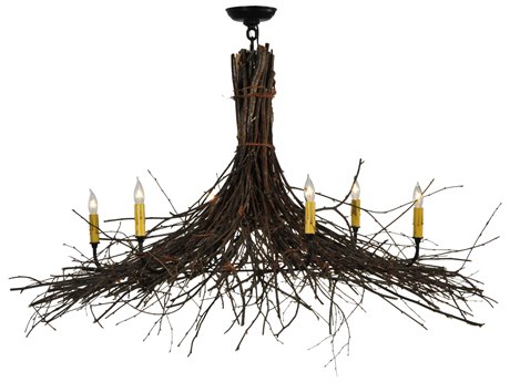 Meyda Twigs 35-58" Wide 6-Light Bronze Candelabra Chandelier