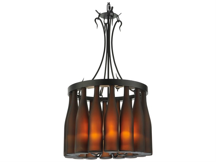Meyda Tuscan Vineyard 5-Light Black Glass Drum Chandelier