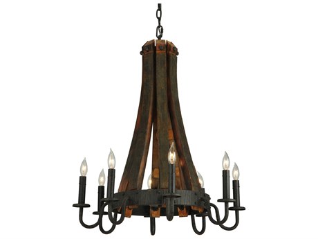 Meyda Barrel Stave 24" Wide 8-Light Brown Candelabra Chandelier