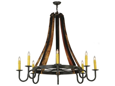 Meyda Barrel Stave 48" Wide 8-Light Bronze Candelabra Chandelier