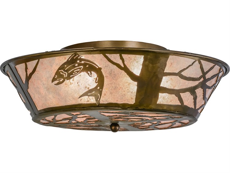 Meyda Rustic 4-Light Copper Bowl Geometric Flush Mount