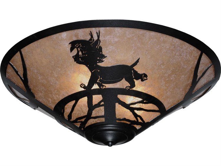 Meyda Rustic 22" 3-Light Black Flush Mount