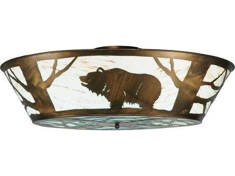 Meyda Grizzly Bear 47" 4-Light Brown LED Bowl Geometric Flush Mount