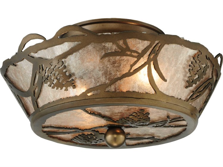 Meyda Whispering Pines 2-Light Copper Bowl Geometric Flush Mount