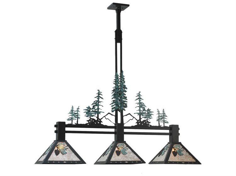 Meyda Rustic 3-Light Black Geometric Island Pendant