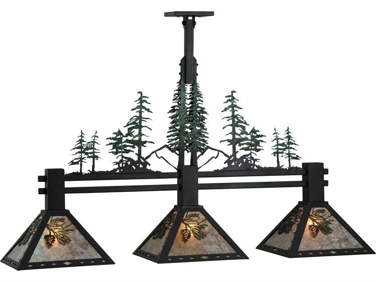 Meyda Rustic 3-Light Black Geometric Island Pendant