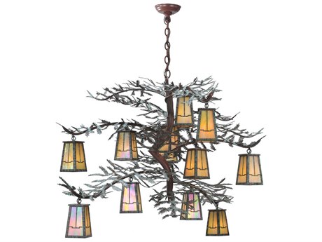 Meyda Pine Branch Valley View 12-Light Red Chandelier