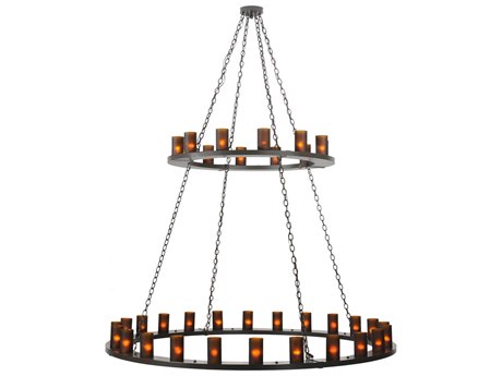 Meyda Loxley 72" Wide 3-Light Bronze Drum Chandelier