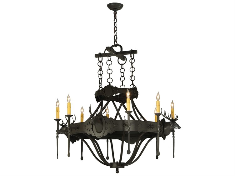 Meyda Rustic 8-Light Bronze Candelabra Round Chandelier