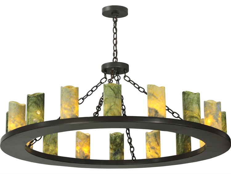 Meyda Loxley 16-Light-Light Bronze Glass Cylinder Round Chandelier