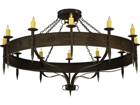 Meyda Warwick 72" Wide 15-Light Brass Candelabra Round Chandelier