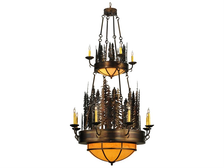 Meyda Rustic 17-Light Copper Candelabra Tiered Chandelier