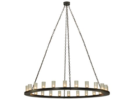 Meyda Loxley 2-Light Bronze Glass Cylinder Round Chandelier