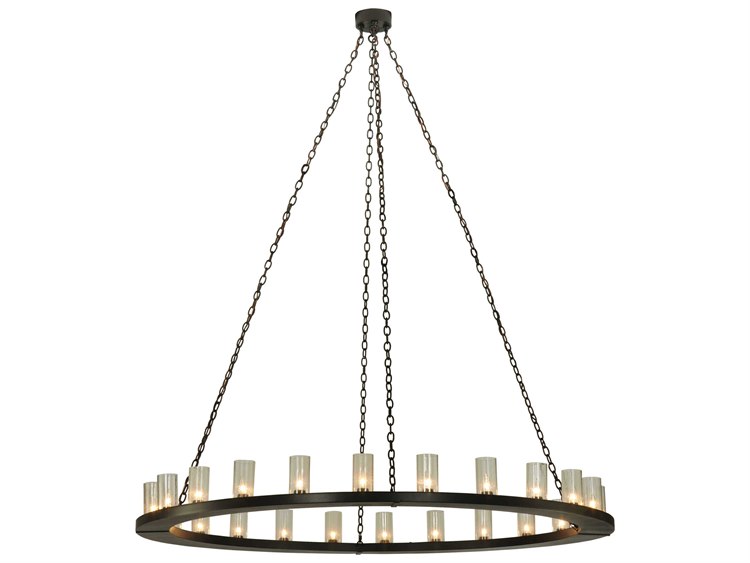 Meyda Loxley 2-Light Bronze Glass Cylinder Round Chandelier