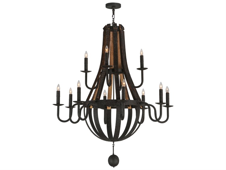 Meyda Barrel Stave 12-Light Brown Candelabra Chandelier