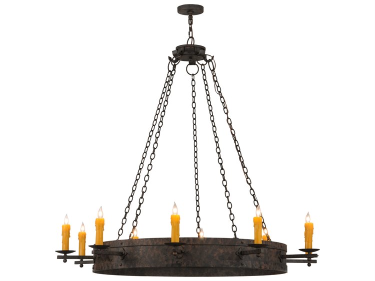 Meyda Rustic 1-Light Bronze Candelabra Round Chandelier